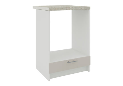 JD Greta Kitchen Fixed Height 600mm Oven Cabinet - Cashmere Matt With Worktop