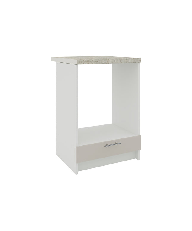 JD Greta Kitchen Fixed Height 600mm Oven Cabinet - Cashmere Matt With Worktop