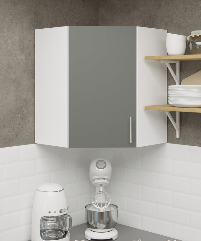 JD Greta Kitchen Wall Corner Unit Cabinet - Grey Matt