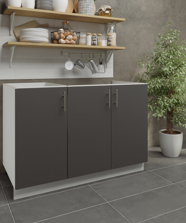 JD Greta Adjustable Legs Kitchen Sink Unit 1200mm  - Dark Grey Matt