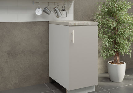 JD Greta Kitchen Adjustable 400mm Base Cabinet - Cashmere Matt with Worktop