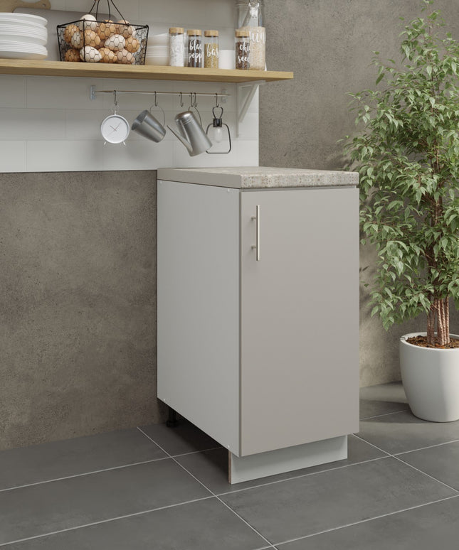 JD Greta Kitchen Adjustable 400mm Base Cabinet - Cashmere Matt with Worktop