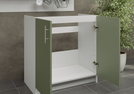 JD Greta Kitchen Fixed Height 800mm Sink Base Cabinet - Sage Green Matt