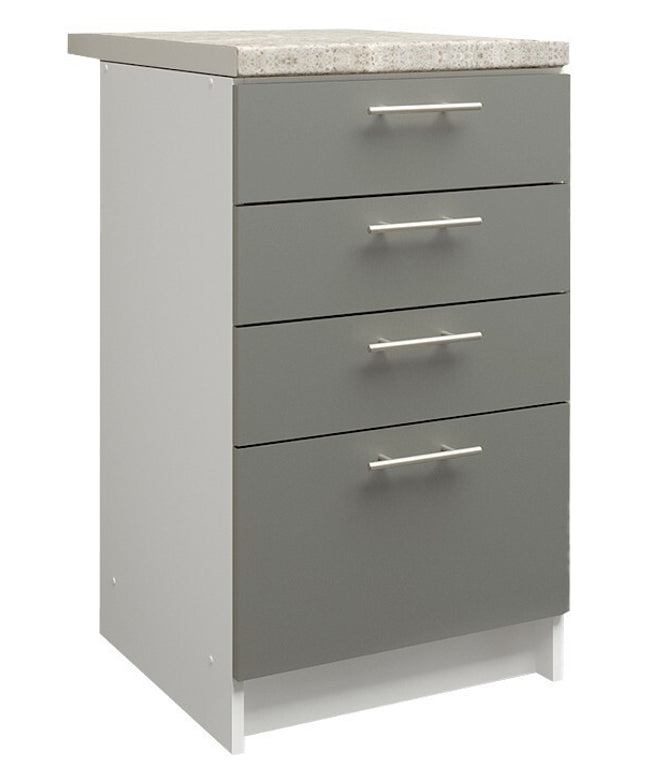JD Greta Kitchen Base Drawer Unit 500mm Cabinet - Grey Matt (With Worktop)