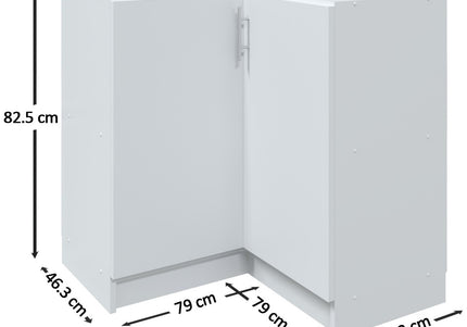JD Greta NOT Adjustable Kitchen Base Corner Unit - White Gloss