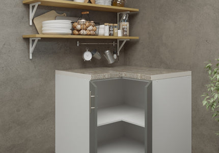 JD Greta Adjustable Legs Kitchen Corner Unit - Grey Matt (With Worktop)