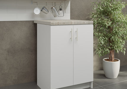 JD Greta NOT Adjustable Kitchen Base Unit 600mm - White Matt (With Worktop)