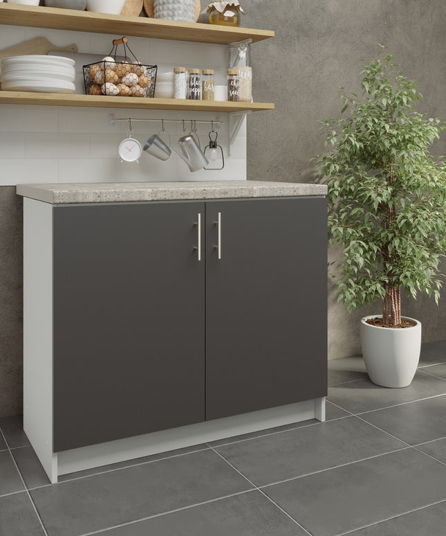 JD Greta NOT Adjustable Kitchen Base Unit 1000mm - Dark Grey Matt (With Worktop)