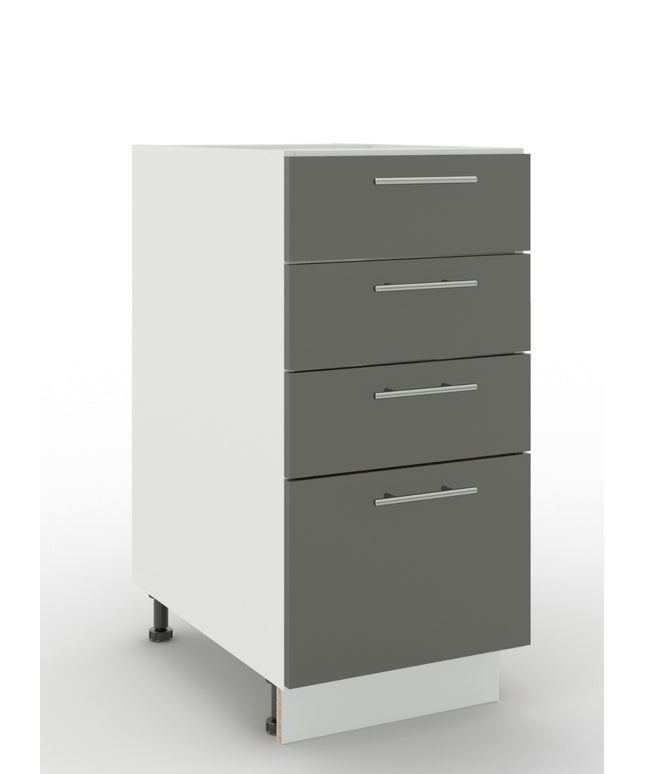 JD Greta Adjustable Legs Kitchen Drawer Unit 400mm - Grey Matt