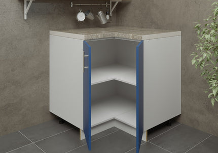JD Greta Kitchen Adjustable 900mm Corner Cabinet - Navy Matt with Worktop