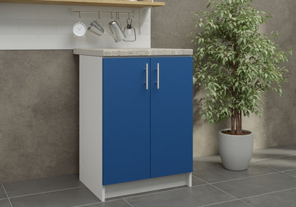 JD Greta Fixed Height Kitchen Base Unit 600mm - Navy Matt With Worktop