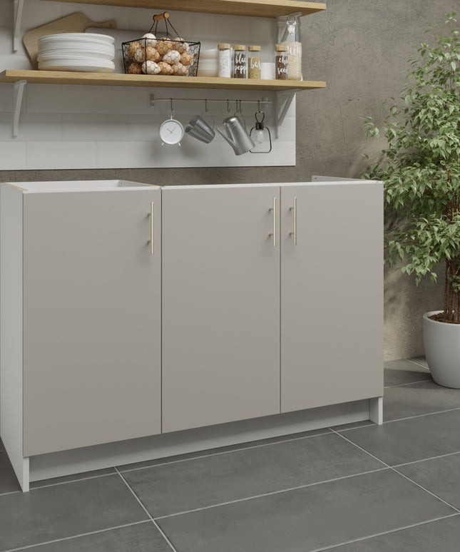 JD Greta Kitchen Fixed Height 1200mm Sink Base Cabinet - Cashmere Matt