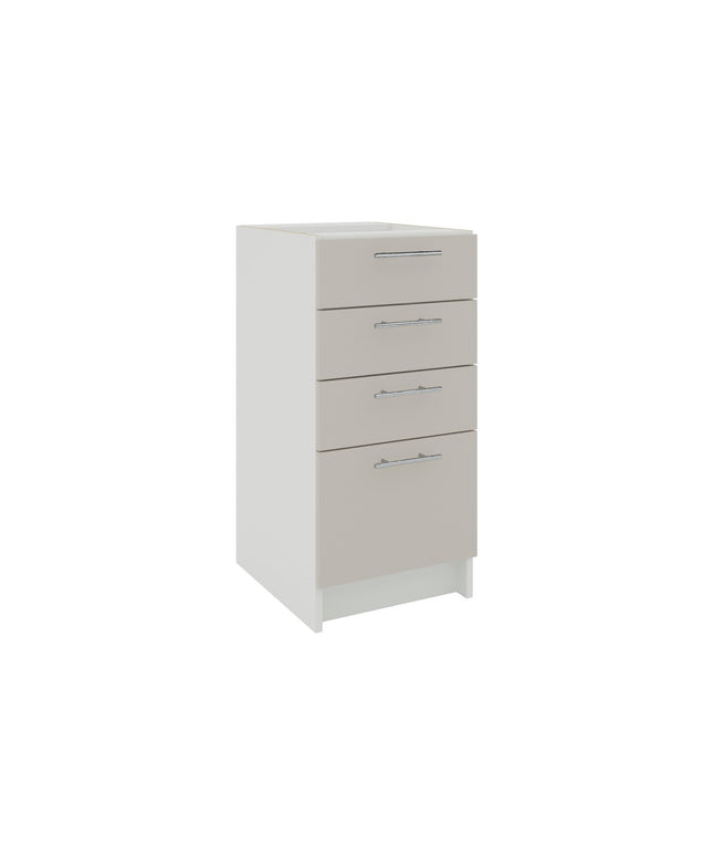JD Greta Kitchen Fixed Height 400mm Base Drawer Cabinet - Cashmere Matt
