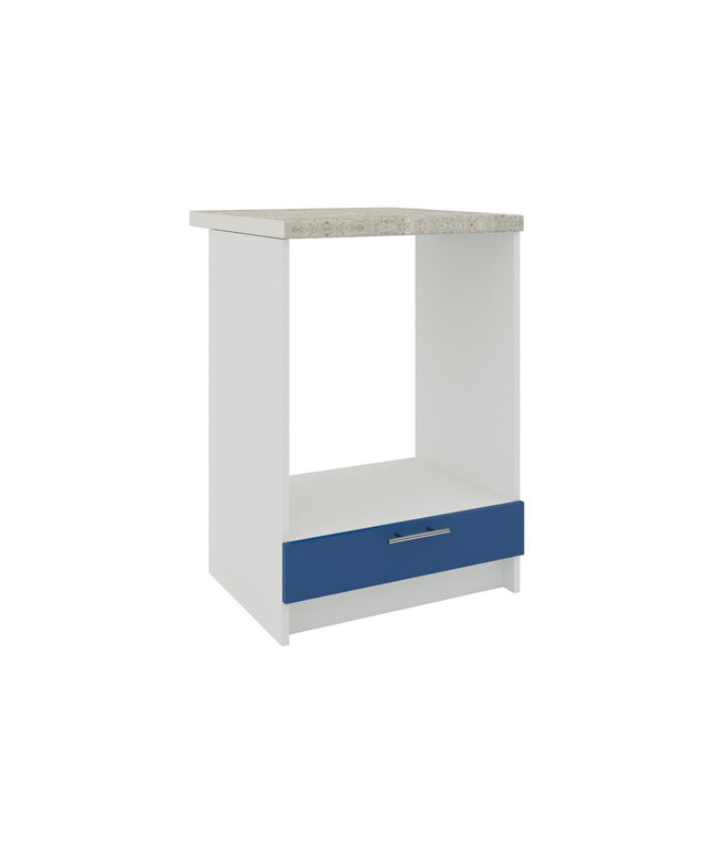 JD Greta Kitchen Fixed Height 600mm Oven Cabinet - Navy Matt With Worktop