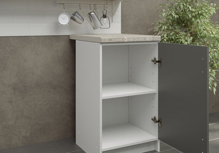 JD Greta NOT Adjustable Kitchen Base Unit 500mm - Grey Matt (With Worktop)