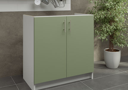 JD Greta Kitchen Fixed Height 800mm Sink Base Cabinet - Sage Green Matt
