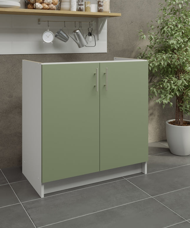 JD Greta Kitchen Fixed Height 800mm Sink Base Cabinet - Sage Green Matt