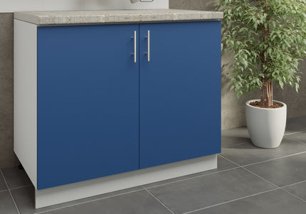 JD Greta Kitchen Adjustable 1000mm Base Cabinet - Navy Matt with Worktop