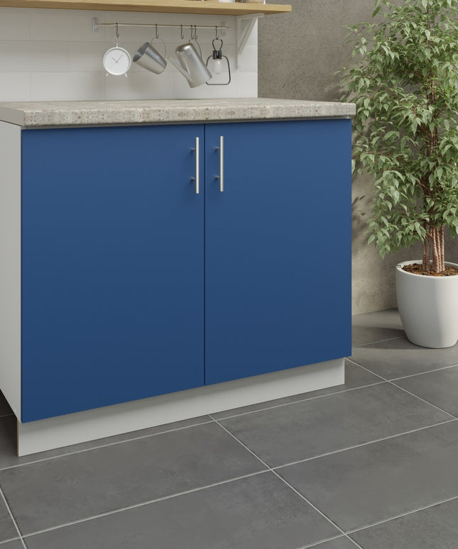 JD Greta Kitchen Adjustable 1000mm Base Cabinet - Navy Matt with Worktop