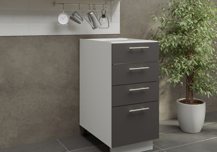 JD Greta Adjustable Legs Kitchen Drawer Unit 400mm - Dark Grey Matt
