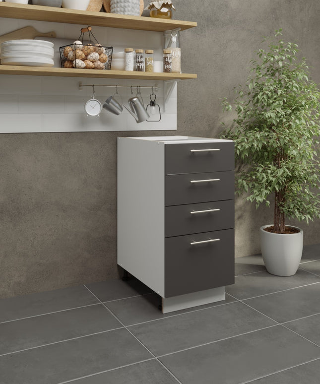 JD Greta Adjustable Legs Kitchen Drawer Unit 400mm - Dark Grey Matt
