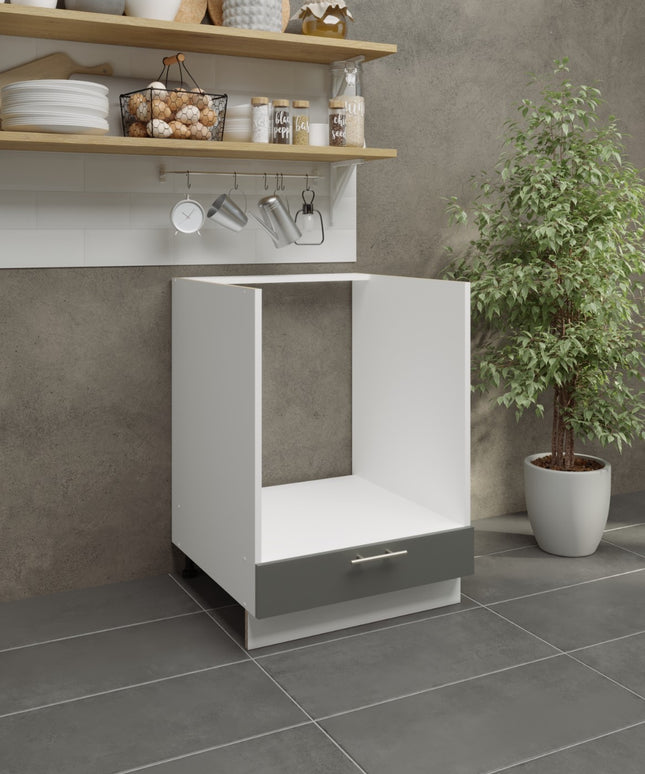 JD Greta Adjustable Legs Kitchen Oven Unit 600mm - Grey Matt