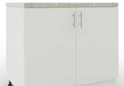 JD Greta Adjustable Kitchen Base Unit 1000mm - White Matt (With Worktop)