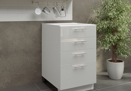 JD Greta Adjustable Legs Kitchen Drawer Unit 500mm - White Gloss