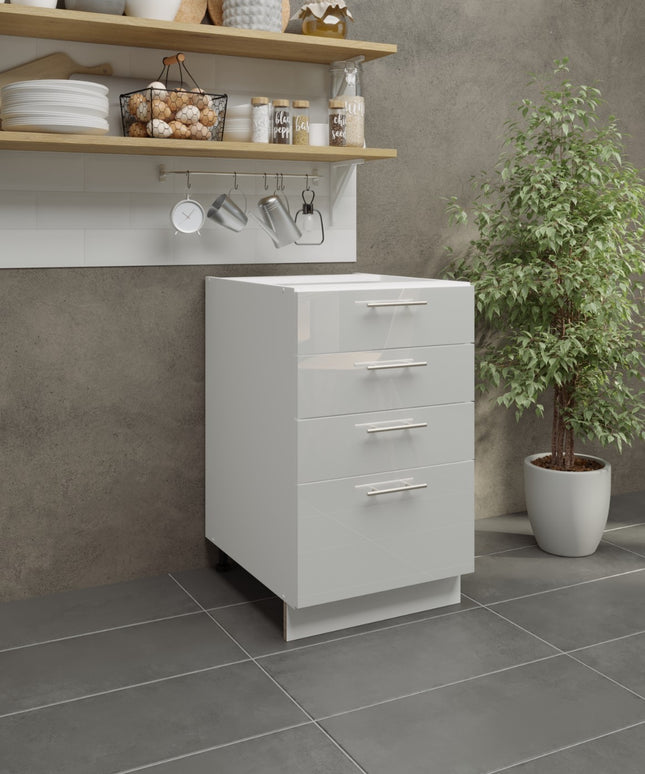 JD Greta Adjustable Legs Kitchen Drawer Unit 500mm - White Gloss