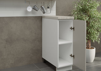 JD Greta Kitchen Adjustable 300mm Base Cabinet - Cashmere Matt with Worktop