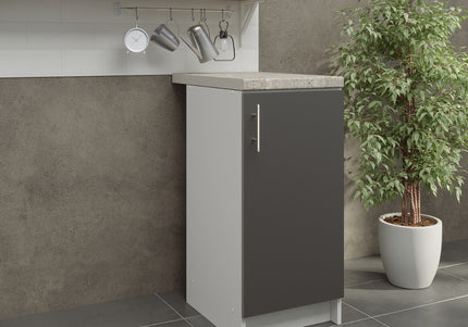 JD Greta NOT Adjustable Kitchen Base Unit 400mm - Dark Grey Matt (With Worktop)