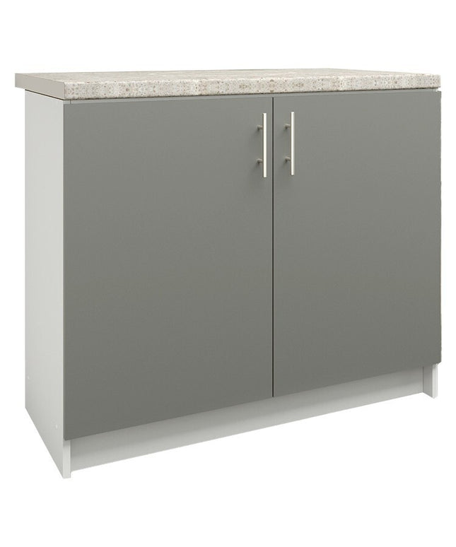 JD Greta NOT Adjustable Kitchen Base Unit 1000mm - Grey Matt (With Worktop)
