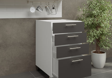 JD Greta Adjustable Legs Kitchen Drawer Unit 500mm - Dark Grey Matt