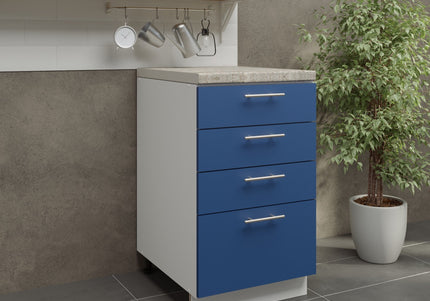 JD Greta Kitchen Adjustable 500mm Drawer Cabinet - Navy Matt with Worktop