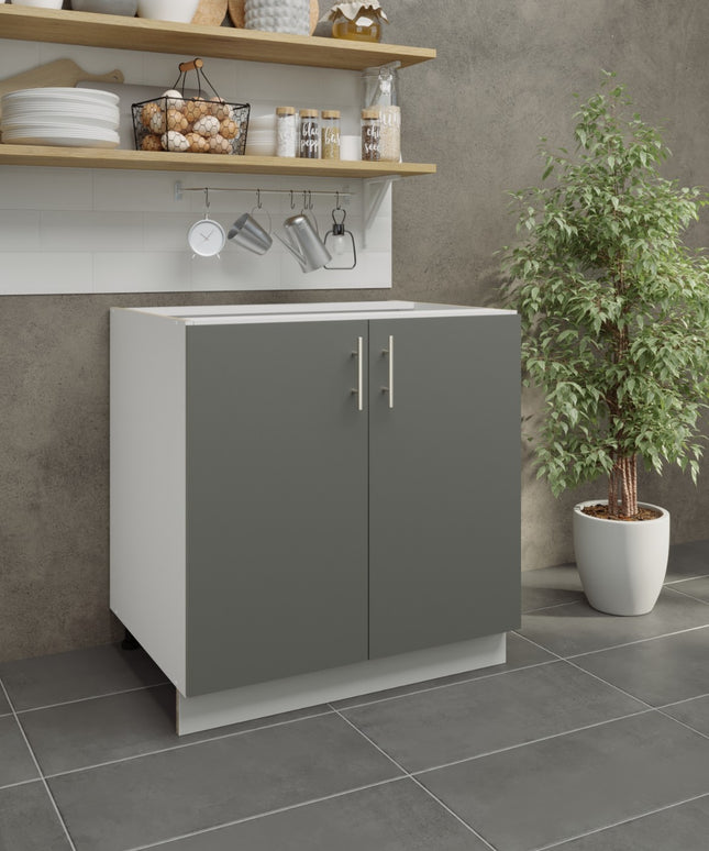 JD Greta Adjustable Legs Kitchen Base Unit 800mm - Grey Matt