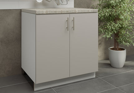 JD Greta Kitchen Adjustable 800mm Sink Cabinet - Cashmere Matt with Worktop