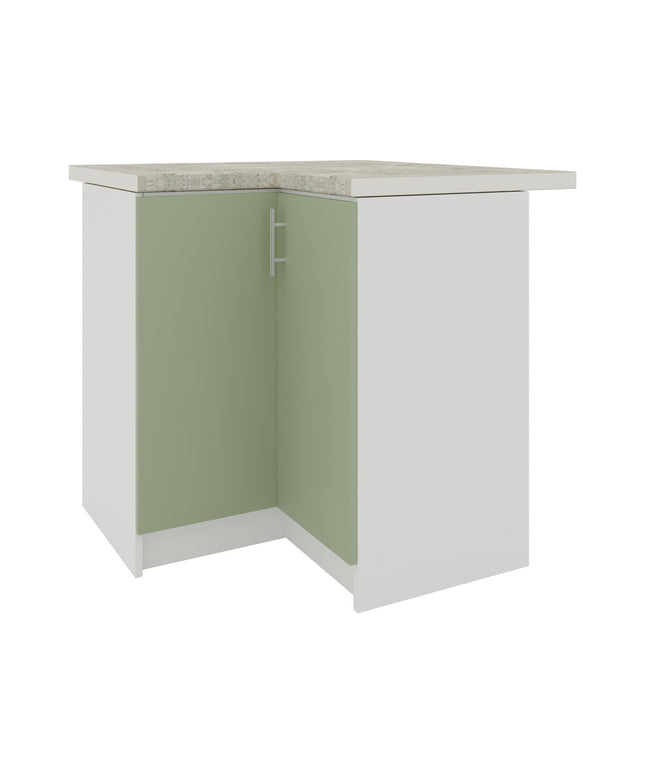 JD Greta Kitchen Fixed Height  800mm Corner Cabinet - Sage Green Matt, Worktop