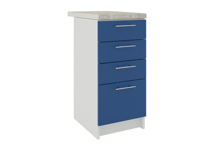 JD Greta Kitchen Fixed Height 400mm Drawer Cabinet - Navy Matt With Worktop