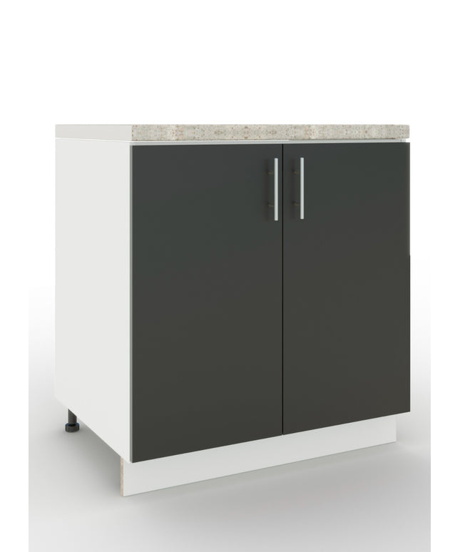 JD Greta Adjustable Legs Kitchen Sink Unit 800mm  - Dark Grey Matt with Worktop