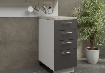 JD Greta Adjustable Legs Kitchen Drawer Unit 400mm - Dark Grey  (With Worktop)