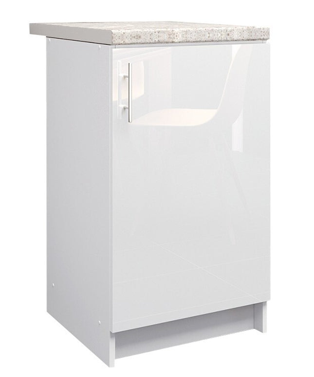 JD Greta NOT Adjustable Kitchen Base Unit 500mm - White Gloss (With Worktop)