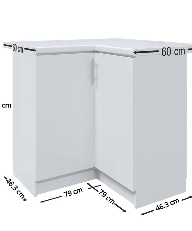 JD Greta Kitchen Fixed Height  800mm Corner Cabinet - Cashmere Matt With Worktop