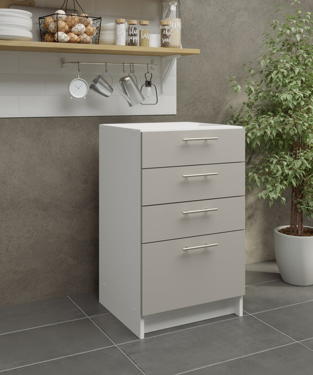 JD Greta Kitchen Fixed Height 500mm Base Drawer Cabinet - Cashmere Matt
