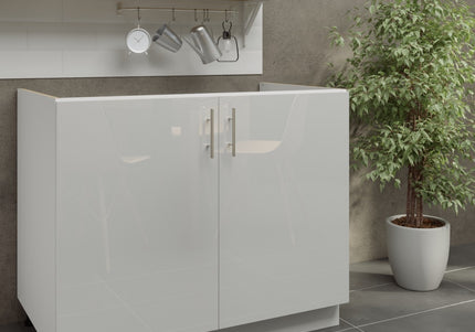 JD Greta Adjustable Legs Kitchen Sink Unit 1000mm  - White Gloss