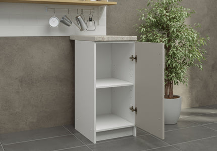 JD Greta Fixed Height Kitchen Base Unit 400mm - Cashmere Matt With Worktop