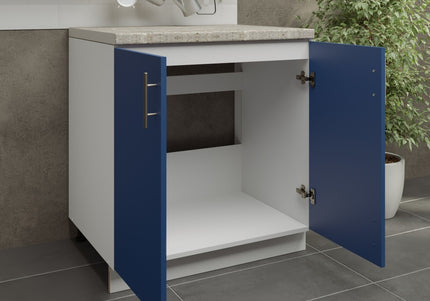JD Greta Kitchen Adjustable 800mm Sink Base Cabinet - Navy Matt with Worktop