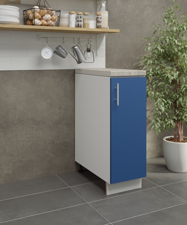JD Greta Kitchen Adjustable 300mm Base Cabinet - Navy Matt with Worktop