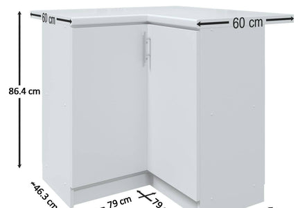 JD Greta Kitchen Fixed Height  800mm Corner Cabinet - Sage Green Matt, Worktop