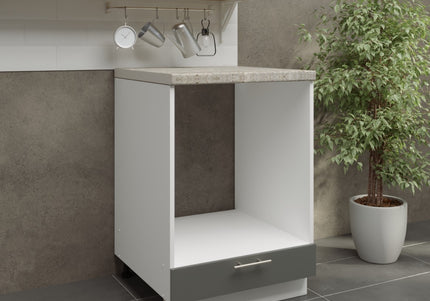 JD Greta Adjustable Legs Kitchen Oven Unit 600mm - Grey Matt (With Worktop)
