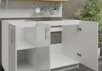 JD Greta Adjustable Legs Kitchen Sink Unit 1200mm  - White Gloss